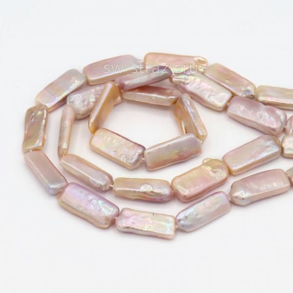 Жемчуг натуральный барочный Прямоугольник розовый*