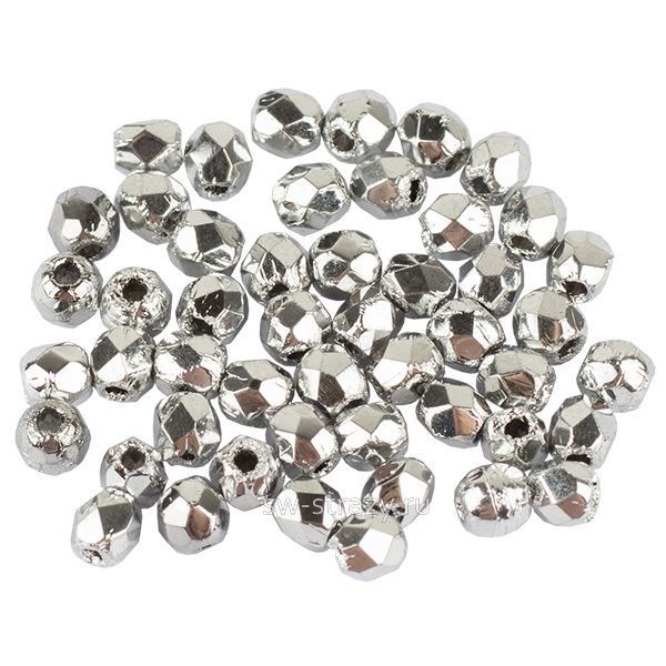 Бусины граненые Firepolished 3 мм Серебро (27000CR) 05