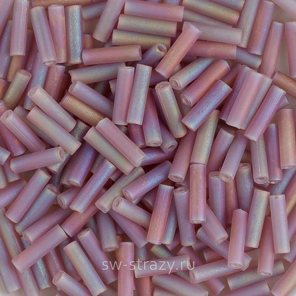 Стеклярус 6x1,7 mm 142FR Matted Transparent Smoky Amethyst AB