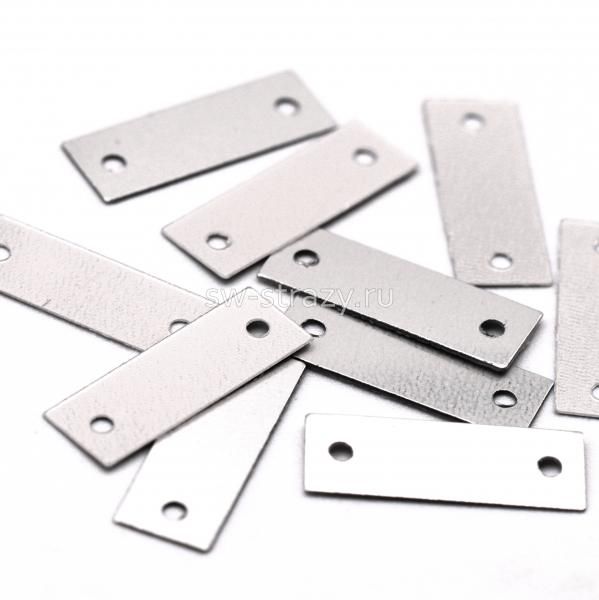 Пайетки-прямоугольники 14х5 мм матовый серебро (10 шт)