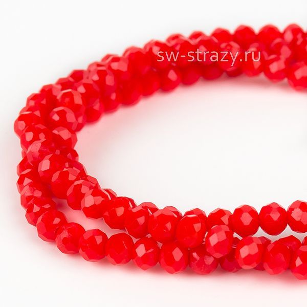 Бусины граненые Rondelle 2 мм алый (69), 1 нить