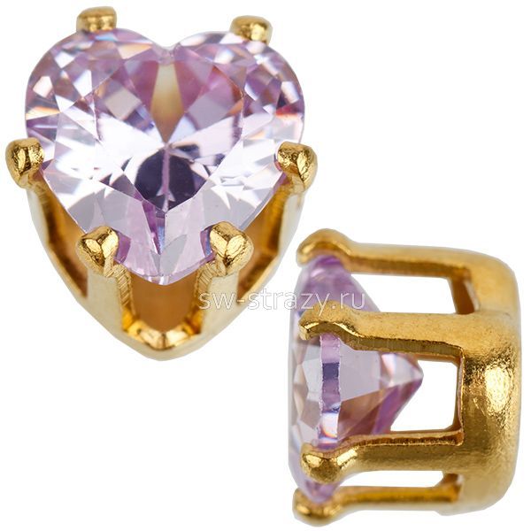 Циркон в оправе сердце 6*6 мм Violet