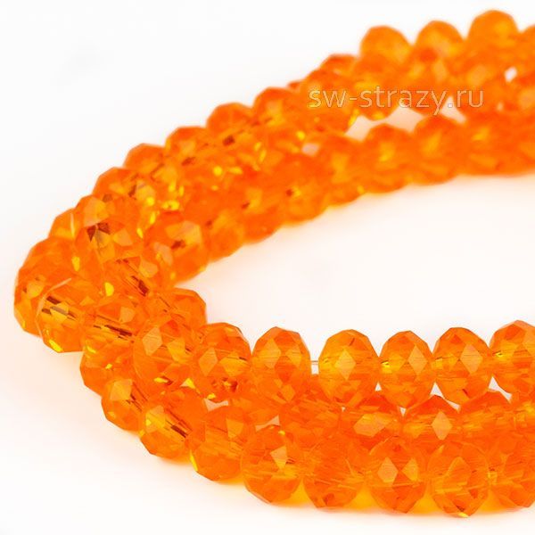 Бусины граненые Rondelle 3 мм оранжевые (№31), 1 нить