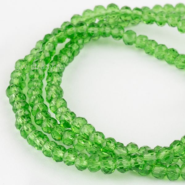 Бусины граненые Rondelle 2 мм темно-зеленый (№17), 1 нить