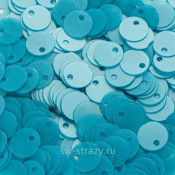 Пайетки со смещенным центром 6 мм матовые голубые (3 гр)