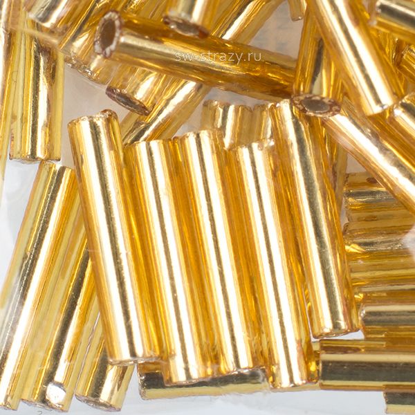 Бисер стеклярус 9 mm #0022B золотистый