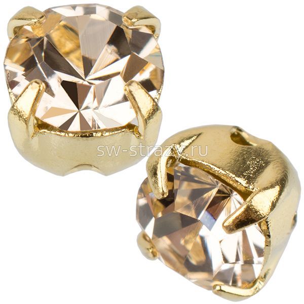 Шатоны в оправе ss 16 Light Gold Quartz/Gold