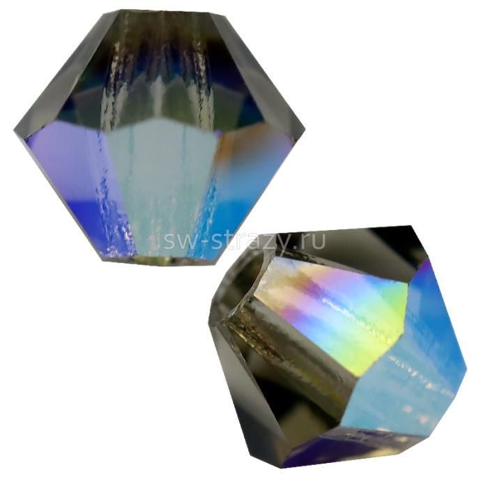 P Rondelle Bead 5328 4 mm black diamond glitter