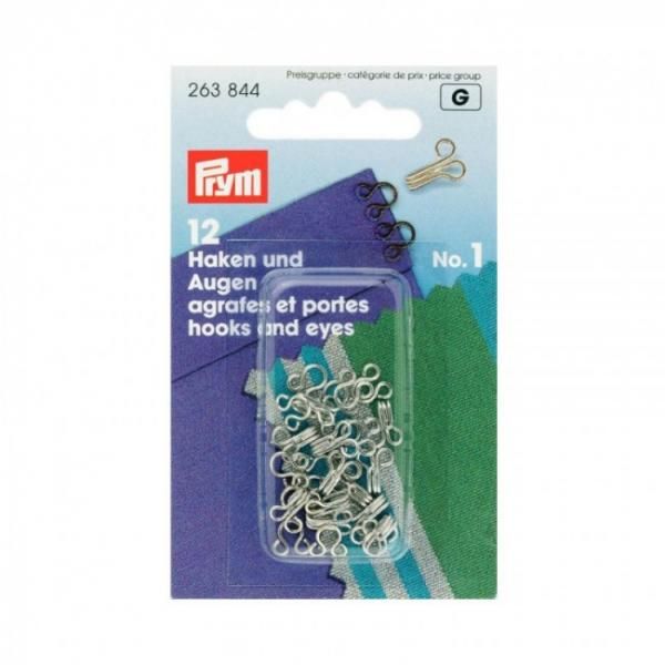 Крючки пришивные № 1 12мм 12 шт серебристые (263844)