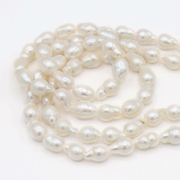 Жемчуг натуральный барочный Капля 10х7 мм белый
