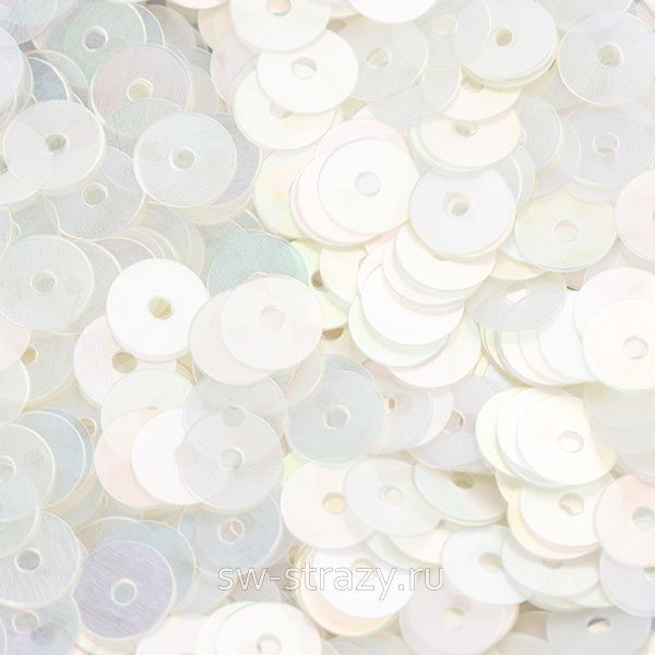 Пайетки плоские 5 мм прозрачные белые (3гр)