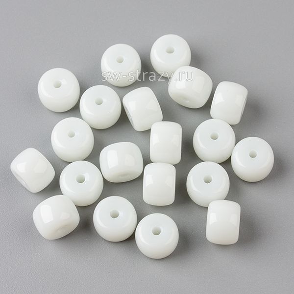 Бусины стеклянные 8,5х6 мм белый*