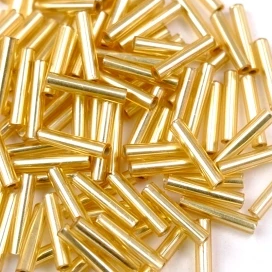 Бисер стеклярус 9 mm #0022F Внутреннее серебрение, матовый, светлый топаз