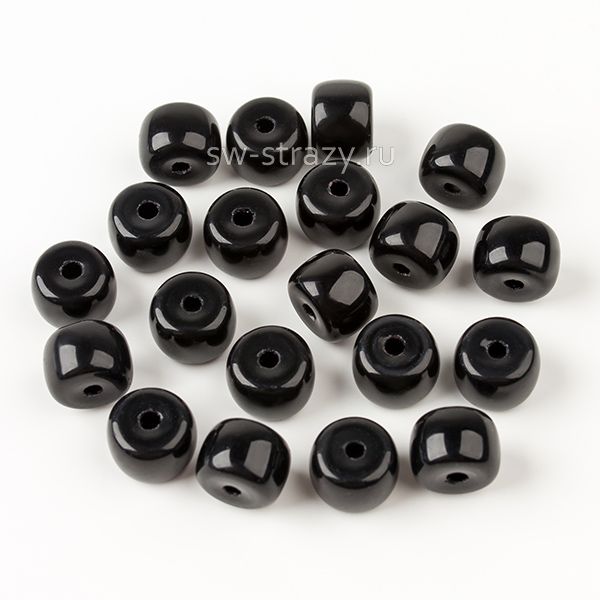 Бусины стеклянные 6,5х4 мм черный*