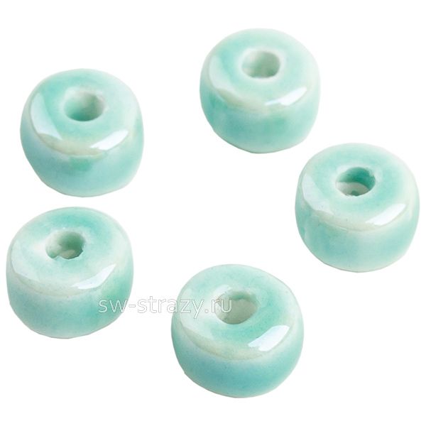 Бусина керамическая таблетка 6,5х4,5 мм светло-бирюзовая