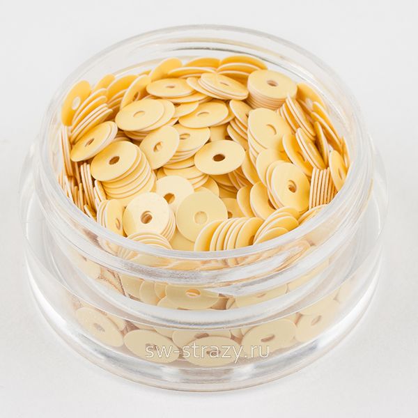 Пайетки 4 mm плоские (1034) Cream OP 3 гр