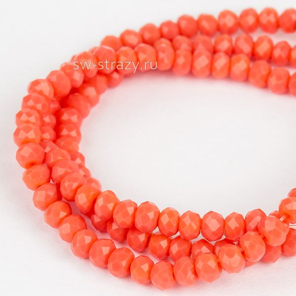 Бусины граненые Rondelle 2 мм светло-красные (68), 1 нить