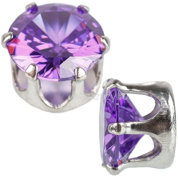 Циркон круглый в оправе  6 мм Purple