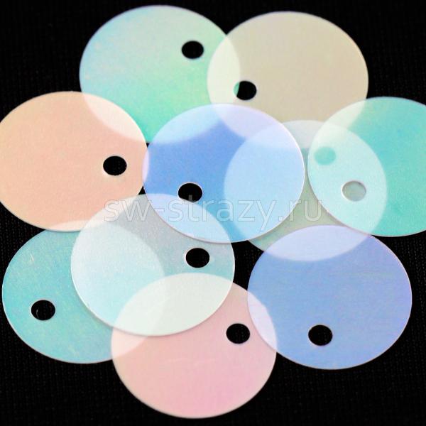 Пайетки круглые 10 мм перламутровые голубые (10 шт)