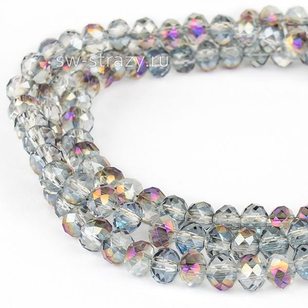 Бусины граненые Rondelle 3 мм серо-голубой АВ (79), 1 нить