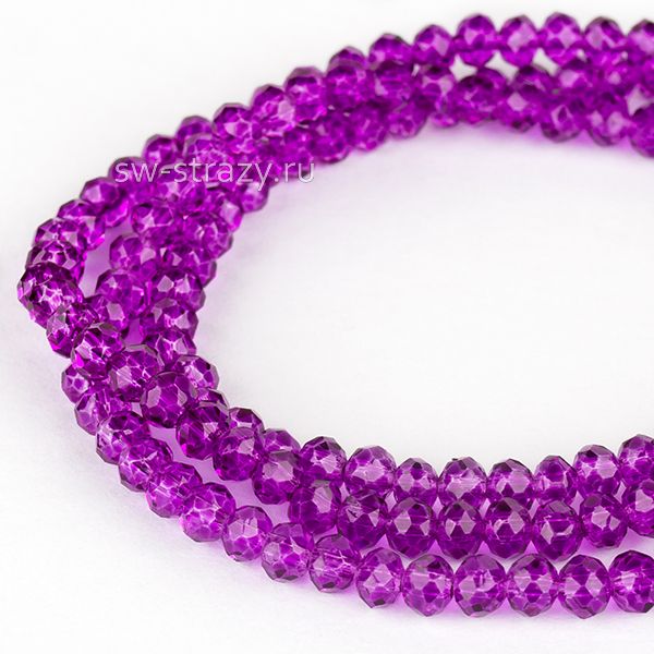 Бусины граненые Rondelle 2 мм темно-фиолетовый (7\dyed), 1 нить