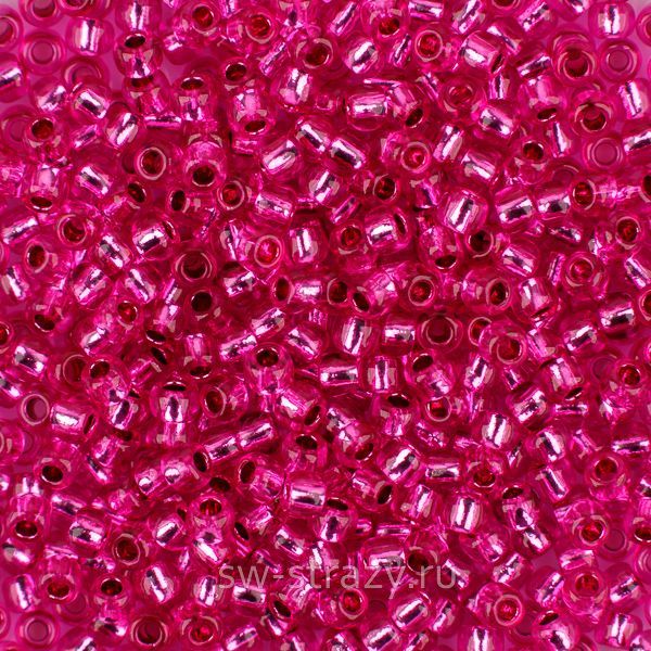Бисер круглый 11/0 #2217 Внутреннее серебрение, молочный фуксия