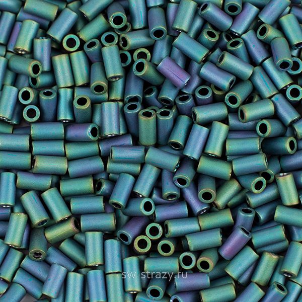 Бисер стеклярус 3 mm #0706 Матовый радужный, зеленый