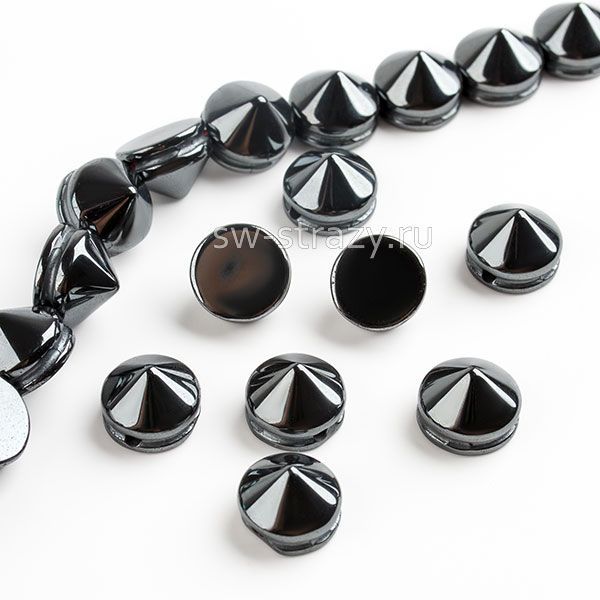 Бусина-шип круглый из темного гематита 8 мм