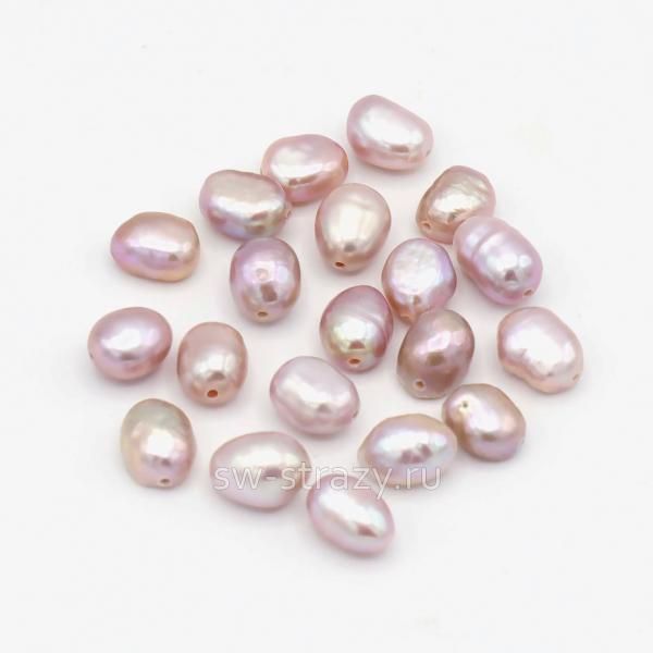 Жемчуг натуральный барочный Овал 5х6 мм розовый