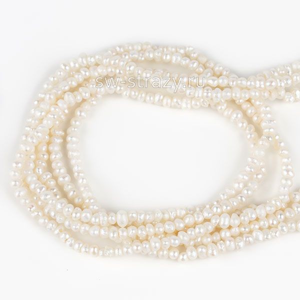 Жемчуг натуральный барочный 2,5х1,5 мм белый