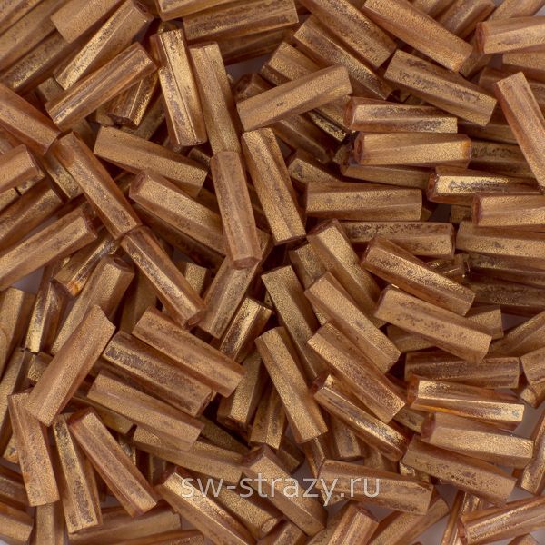 Twisted Bugle 2х6 mm 1262 TRANSPARENT MATT ANTIQUED GOLD TOPAZ