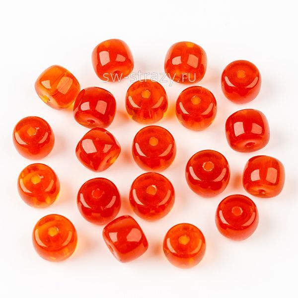 Бусины стеклянные 8,5х6 мм янтарный полупрозрачный*