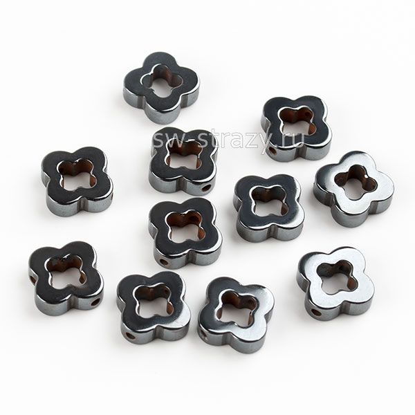 Бусина-клевер из темного гематита 8 мм*