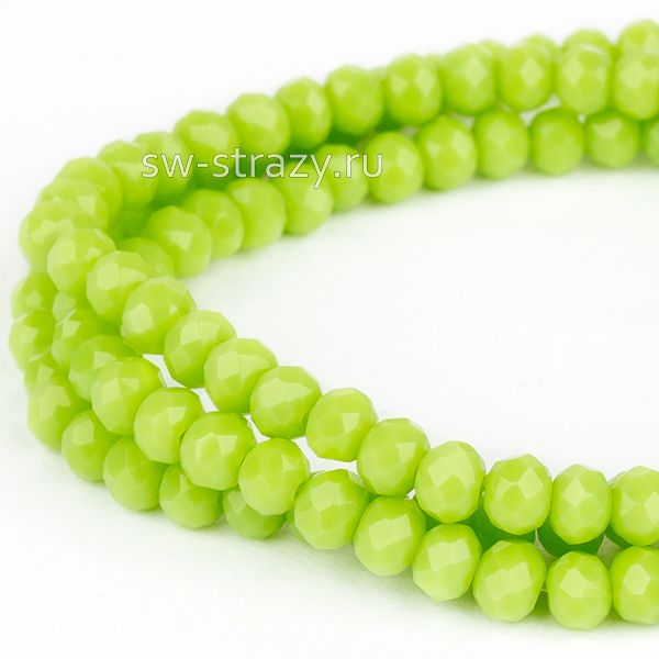 Бусины граненые Rondelle 3 мм зеленая керамика (60), 1 нить