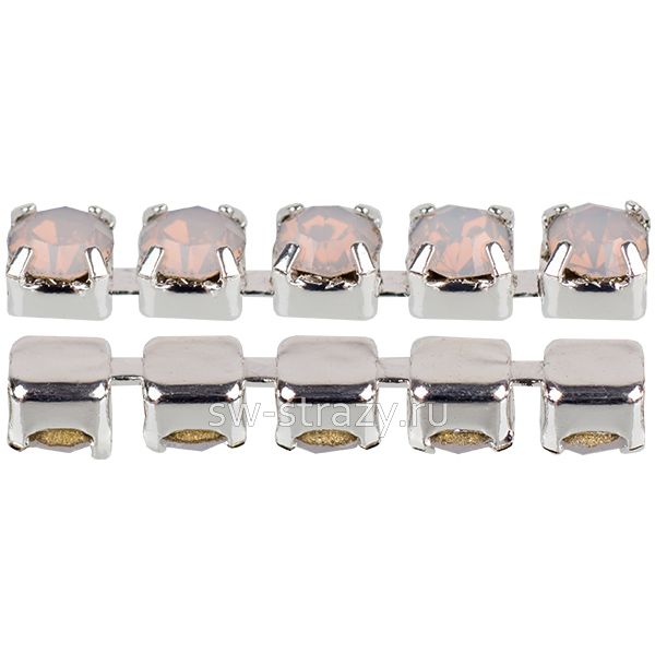 Стразовая цепь 2 мм  White opal\silver