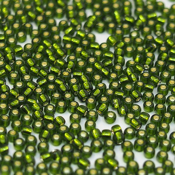 Бисер круглый 11/0 #0037 Внутреннее серебрение,  оливковый