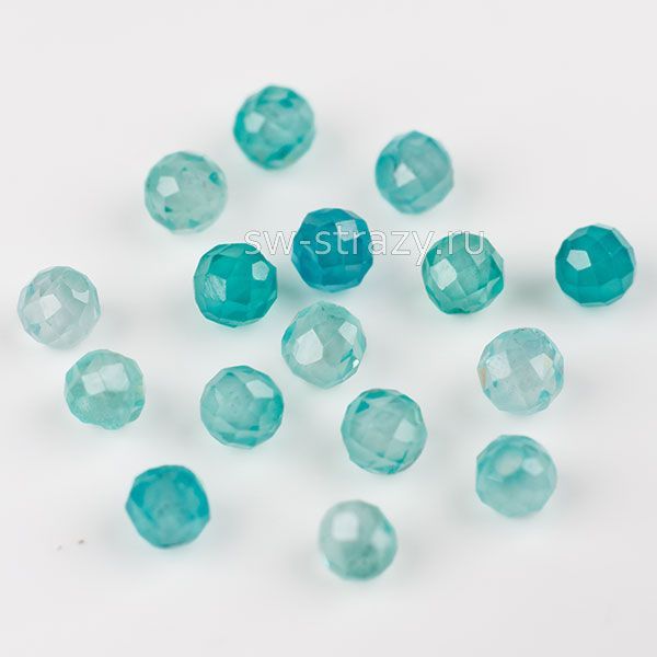 Бусина граненая из циркона 2 мм бирюзово-зеленая